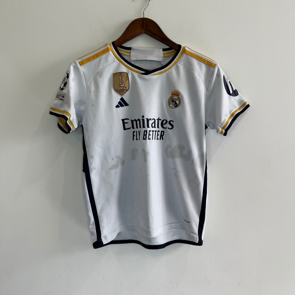 Adidas Real Madrid 2023-24 Home Jersey White Slim Fit FIFA Patch Size 28
